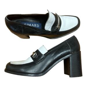 Vintage Simard Two-Tone Heeled Loafers Size 40